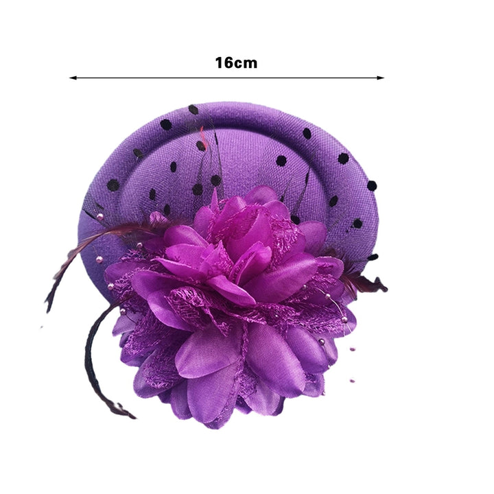 Exquisite Sweet Fascinator Hat with Hair Clip Decorative Anti-fall Faux Feather Flower Mesh Veil Hat Hair Accessories Image 12