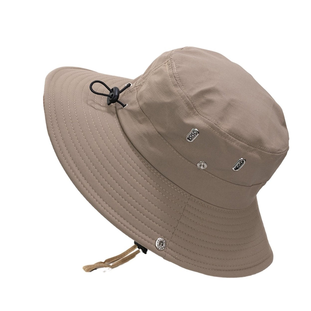 Sunhat Solid Color Sunshade Windproof Fixed Strap Flat Top Wide Brim Anti-UV Breathable Unisex Adjustable Hiking Fishing Image 1