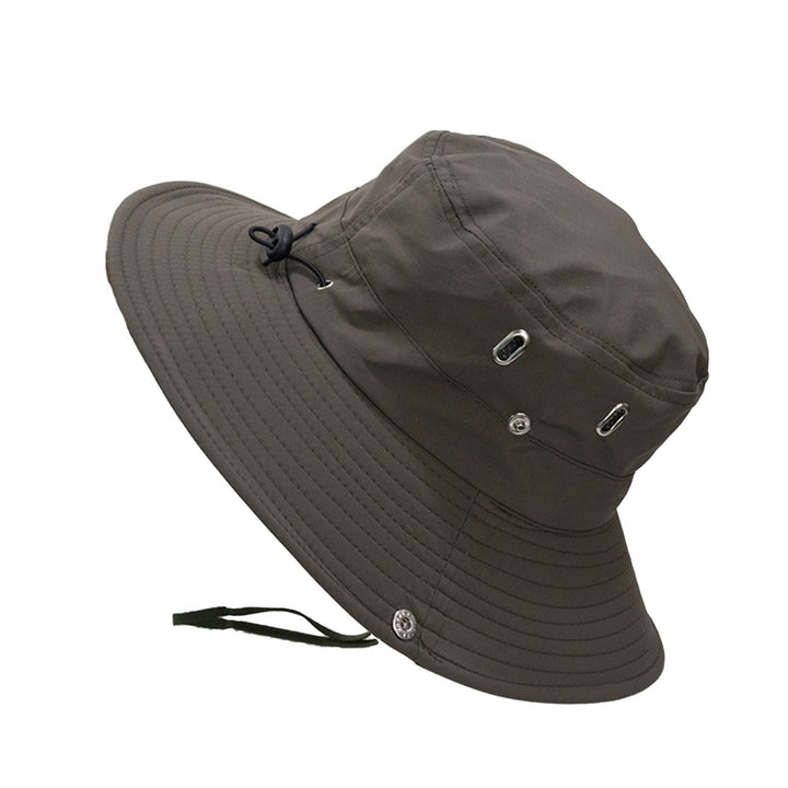 Sunhat Solid Color Sunshade Windproof Fixed Strap Flat Top Wide Brim Anti-UV Breathable Unisex Adjustable Hiking Fishing Image 1