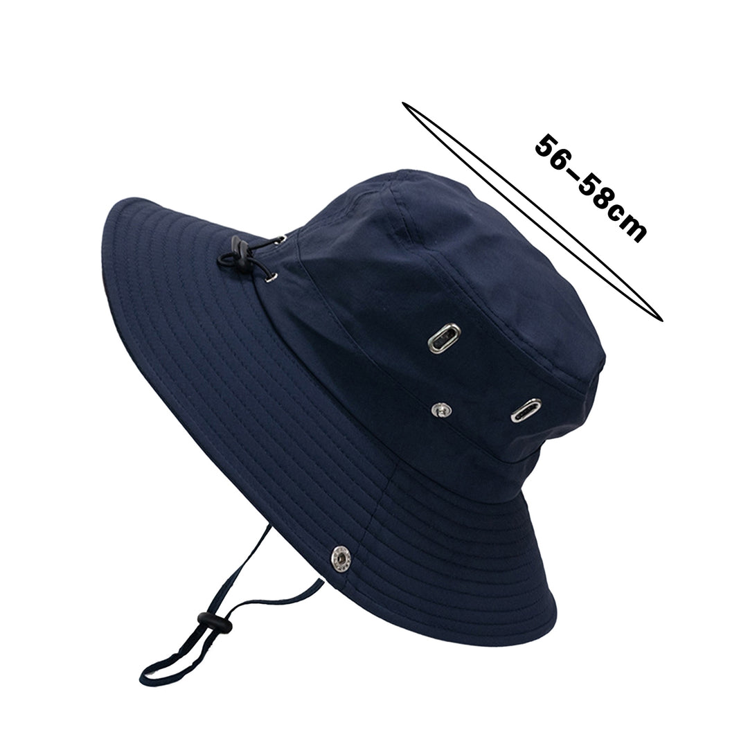 Sunhat Solid Color Sunshade Windproof Fixed Strap Flat Top Wide Brim Anti-UV Breathable Unisex Adjustable Hiking Fishing Image 11