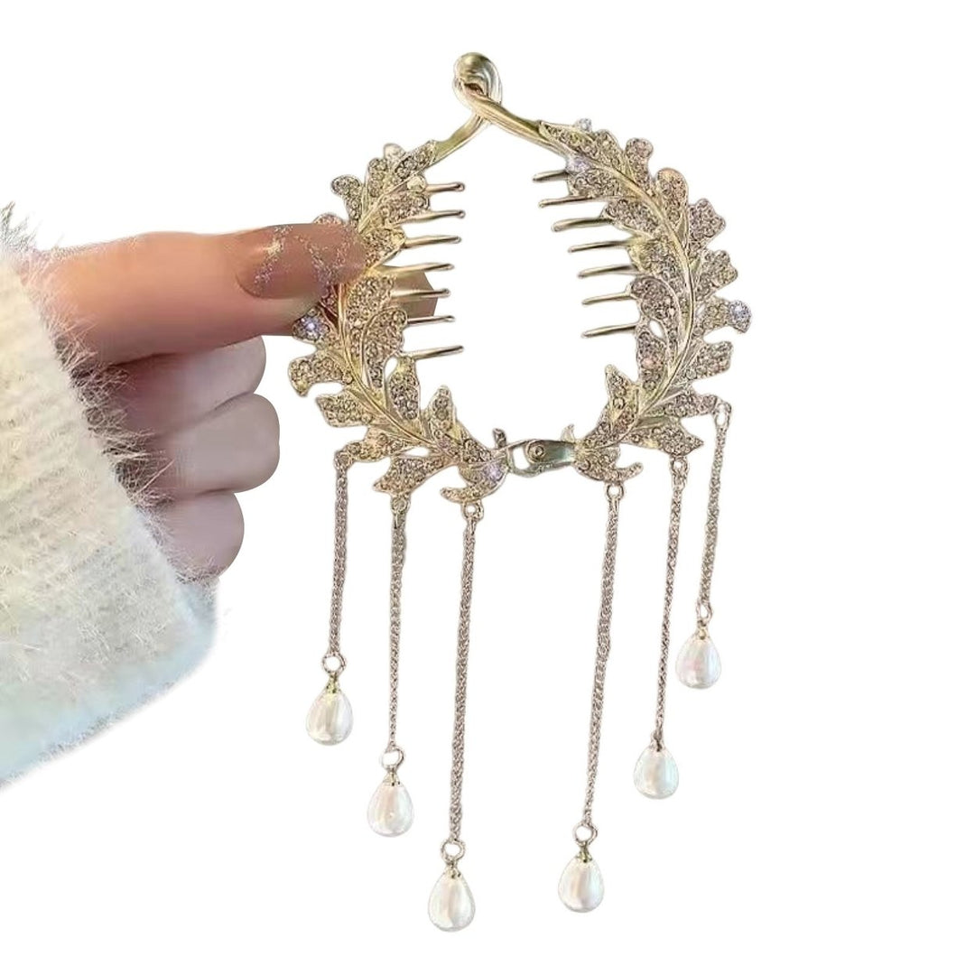 Hair Gripper Rhinestone Shining Elegant Sturdy Exquisite Daily Wear Alloy Orchid Tassel Hair Claw Headdress Image 1