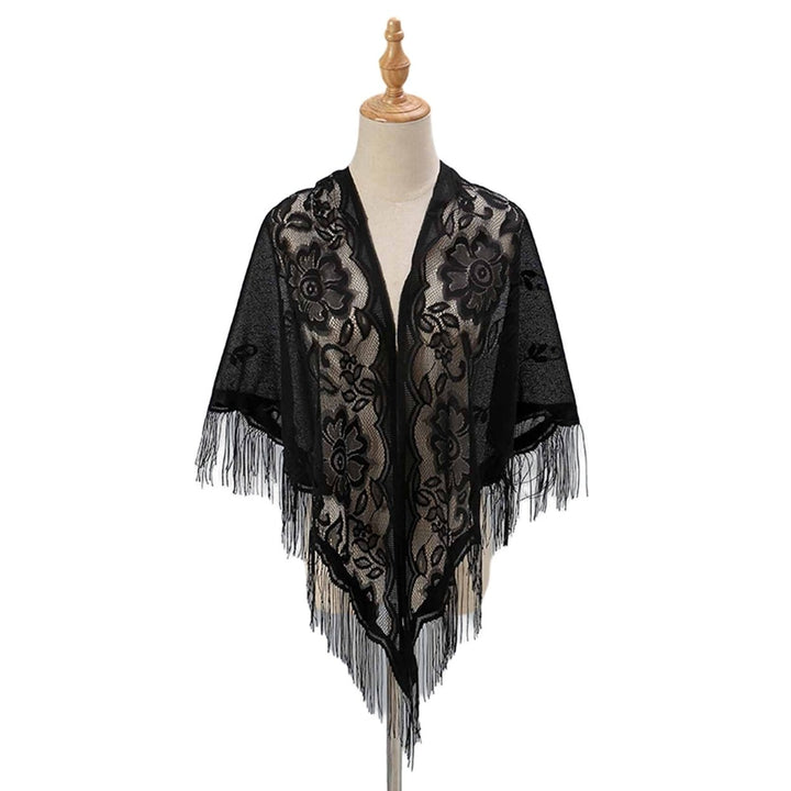 Women Party Shawl Flower Embroidery Hollow Out Tassel See-through Clothes Matching Cardigan Lightweight Summer Prom Image 1