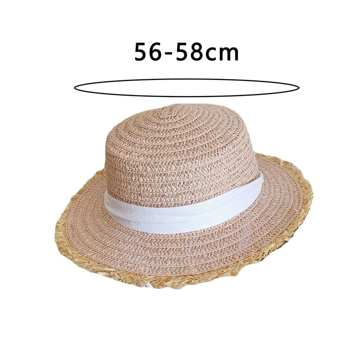 Women Sunhat Large Brim Sun Protection Windproof Decorative Contrast Color Anti-UV Manual Braided Image 8