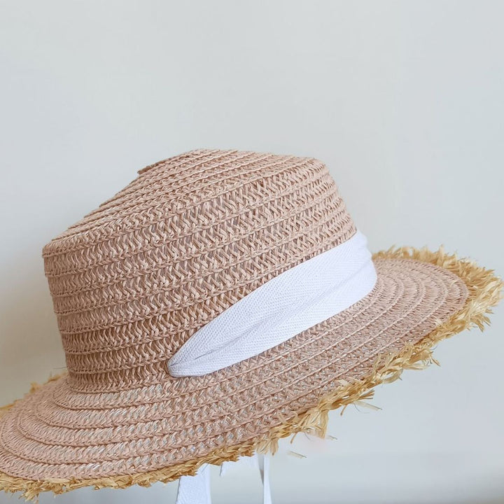 Women Sunhat Large Brim Sun Protection Windproof Decorative Contrast Color Anti-UV Manual Braided Image 10