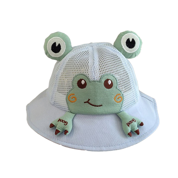 Children Summer Hat Sun Protection Cartoon Frog Decor Breathable Mesh Hollow Out Anti-UV Decorative Image 2