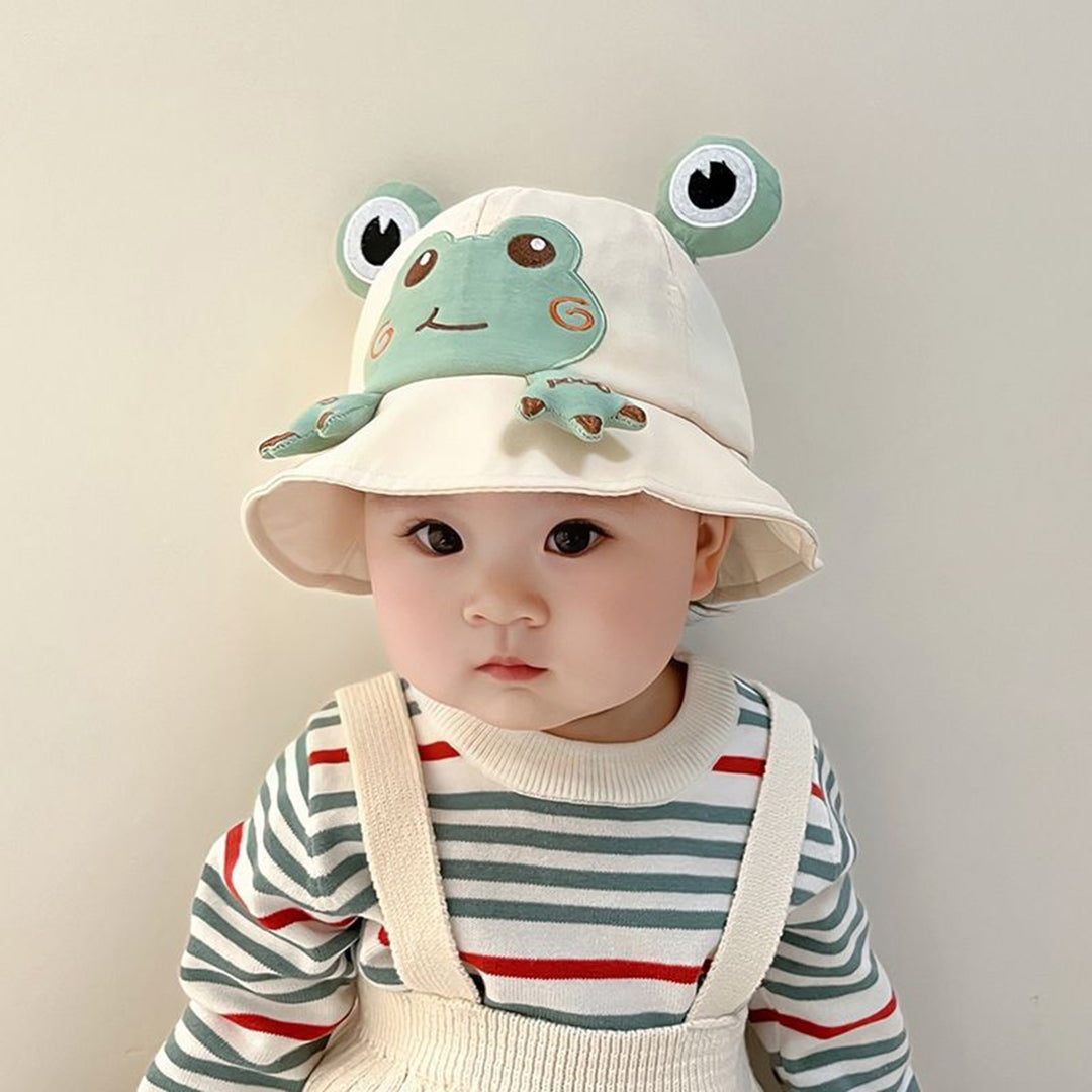 Children Summer Hat Sun Protection Cartoon Frog Decor Breathable Mesh Hollow Out Anti-UV Decorative Image 7