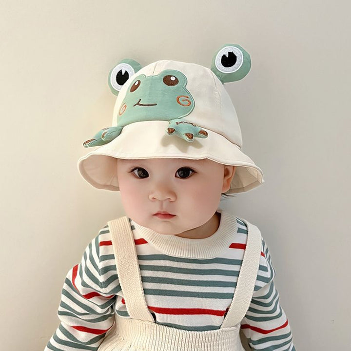 Children Summer Hat Sun Protection Cartoon Frog Decor Breathable Mesh Hollow Out Anti-UV Decorative Image 7