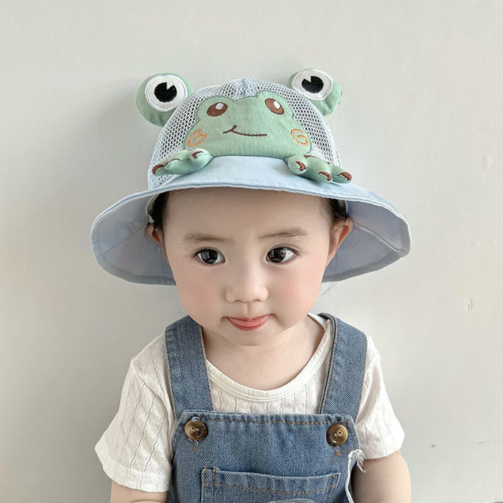 Children Summer Hat Sun Protection Cartoon Frog Decor Breathable Mesh Hollow Out Anti-UV Decorative Image 8