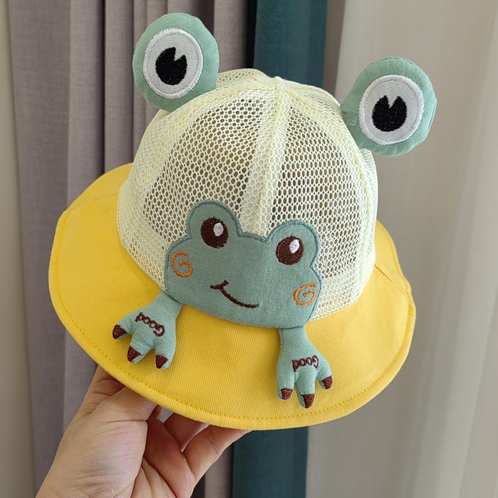 Children Summer Hat Sun Protection Cartoon Frog Decor Breathable Mesh Hollow Out Anti-UV Decorative Image 10