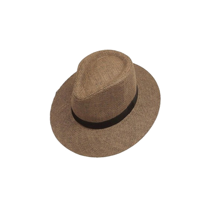 Band Decor Flat Dome Straw Hat Folding Thin Non-stuffy Anti-UV Men Big Brim Sunscreen Jazz Hat Fashion Accessories Image 3