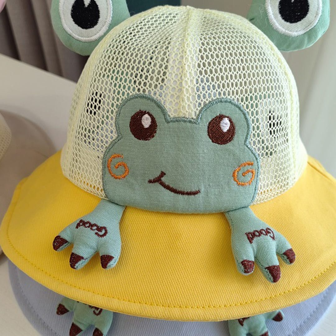 Children Summer Hat Sun Protection Cartoon Frog Decor Breathable Mesh Hollow Out Anti-UV Decorative Image 11