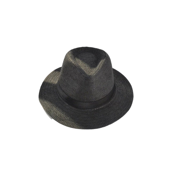 Band Decor Flat Dome Straw Hat Folding Thin Non-stuffy Anti-UV Men Big Brim Sunscreen Jazz Hat Fashion Accessories Image 4