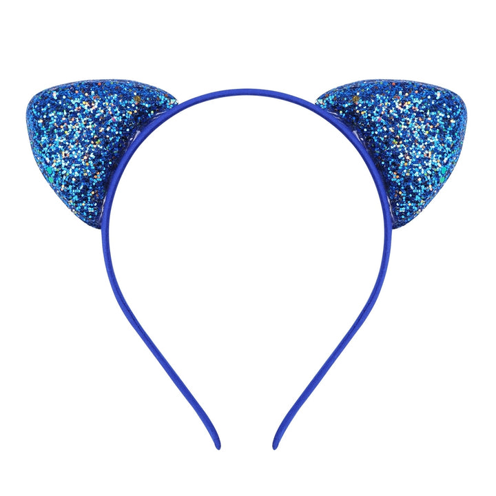 Girls Headband Glitter Sequins Non-slip Slim Flexible Heavy Duty Hairstyle Decoration Candy Color Cartoon Cat Ear Image 4