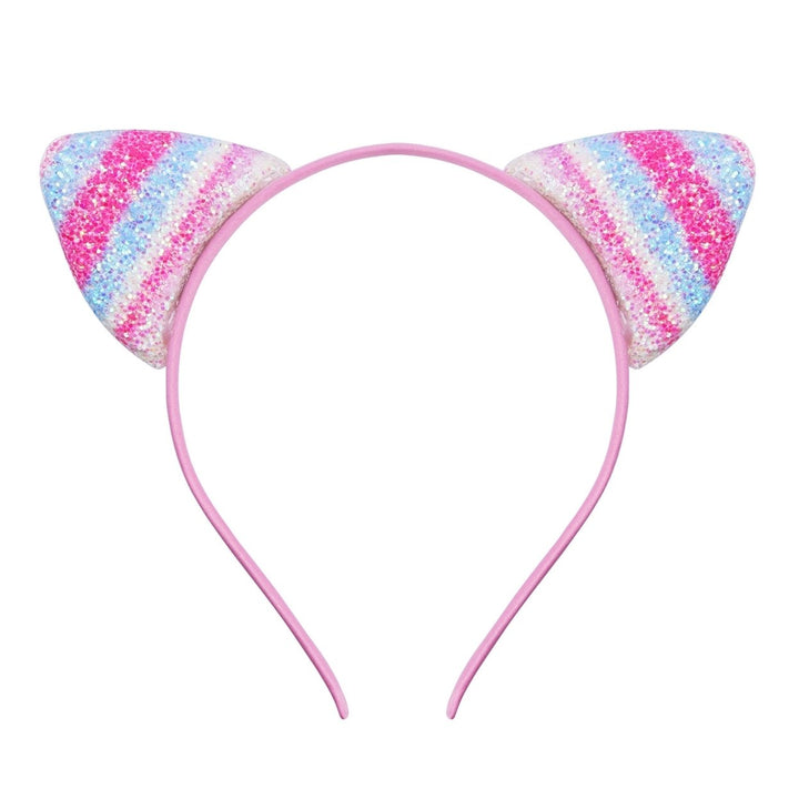 Girls Headband Glitter Sequins Non-slip Slim Flexible Heavy Duty Hairstyle Decoration Candy Color Cartoon Cat Ear Image 6