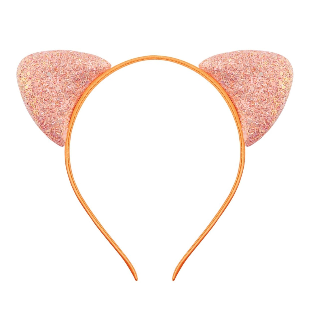 Girls Headband Glitter Sequins Non-slip Slim Flexible Heavy Duty Hairstyle Decoration Candy Color Cartoon Cat Ear Image 7