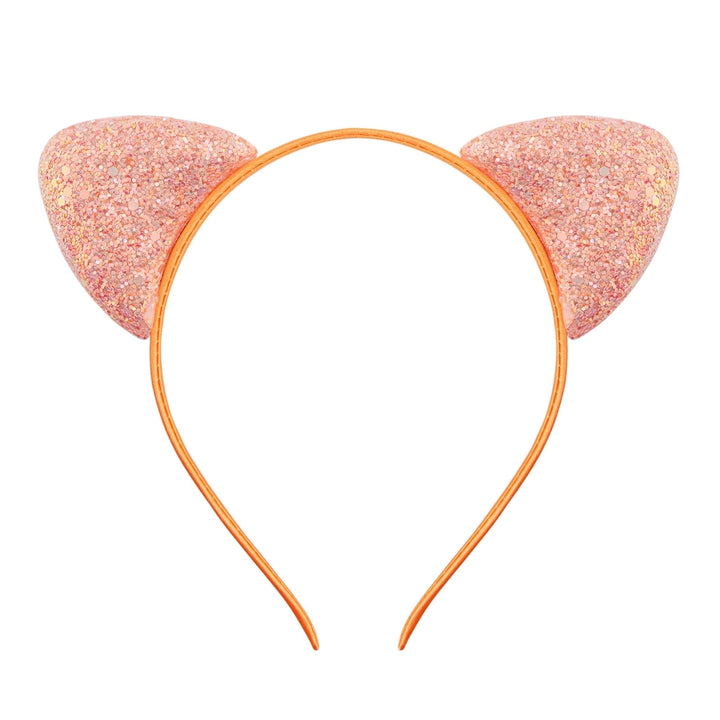 Girls Headband Glitter Sequins Non-slip Slim Flexible Heavy Duty Hairstyle Decoration Candy Color Cartoon Cat Ear Image 7