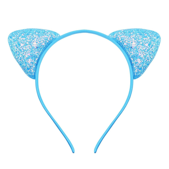 Girls Headband Glitter Sequins Non-slip Slim Flexible Heavy Duty Hairstyle Decoration Candy Color Cartoon Cat Ear Image 9