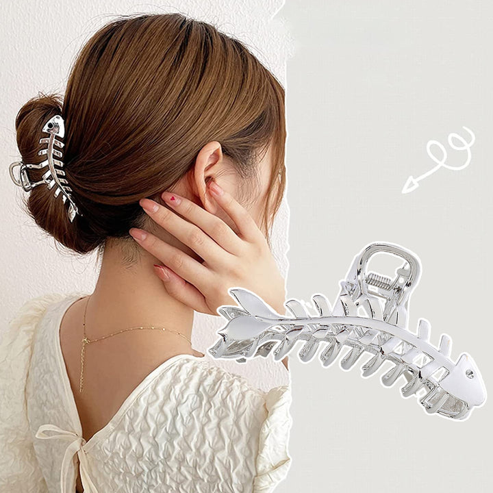 Women Hair Gripper Fishbone Shape Hollow Out Electroplated Smooth Anti-slip Hair Decoration Stainless Solid Color Women Image 6