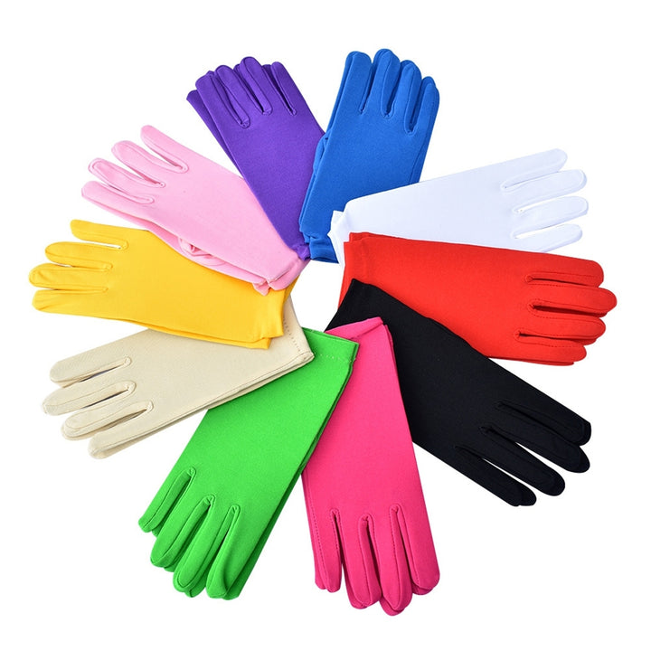 1 Pair Short Thin Dance Gloves Breathable Non-slip Sweat-absorption Milk Silk Satin Stretch Gloves Costume Accessories Image 8