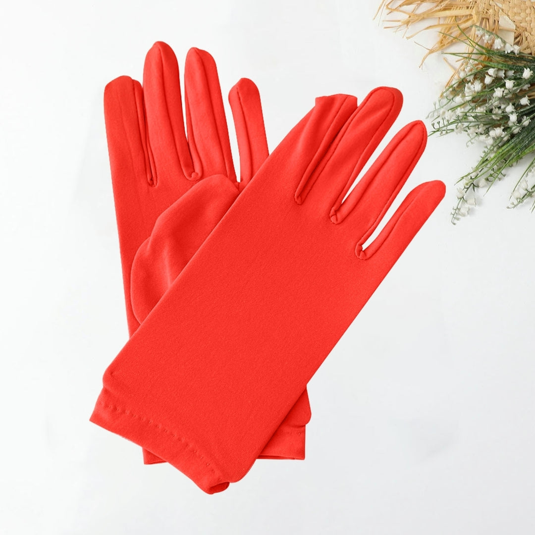 1 Pair Short Thin Dance Gloves Breathable Non-slip Sweat-absorption Milk Silk Satin Stretch Gloves Costume Accessories Image 10