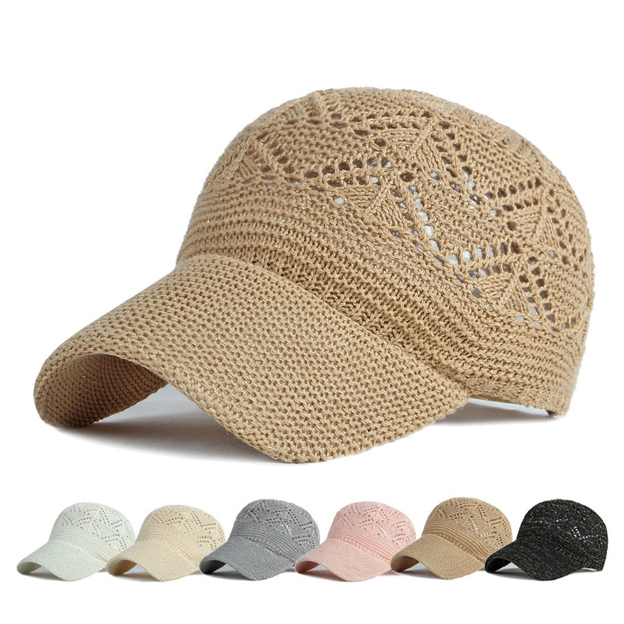 Baseball Cap Sun Protection Adjustable Breathable Crocheting Unisex Anti-UV Hollow Out Thin Long Brim Women Men Hat Image 1