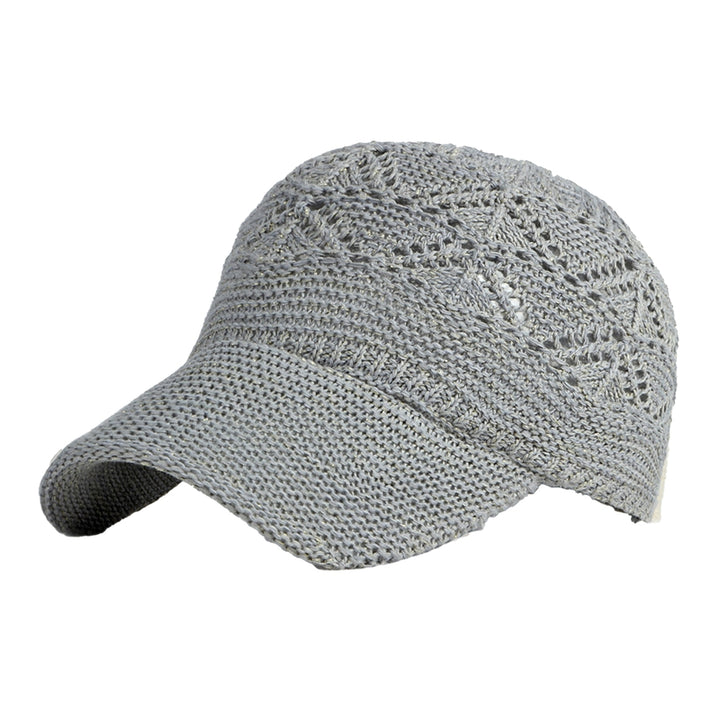 Baseball Cap Sun Protection Adjustable Breathable Crocheting Unisex Anti-UV Hollow Out Thin Long Brim Women Men Hat Image 3