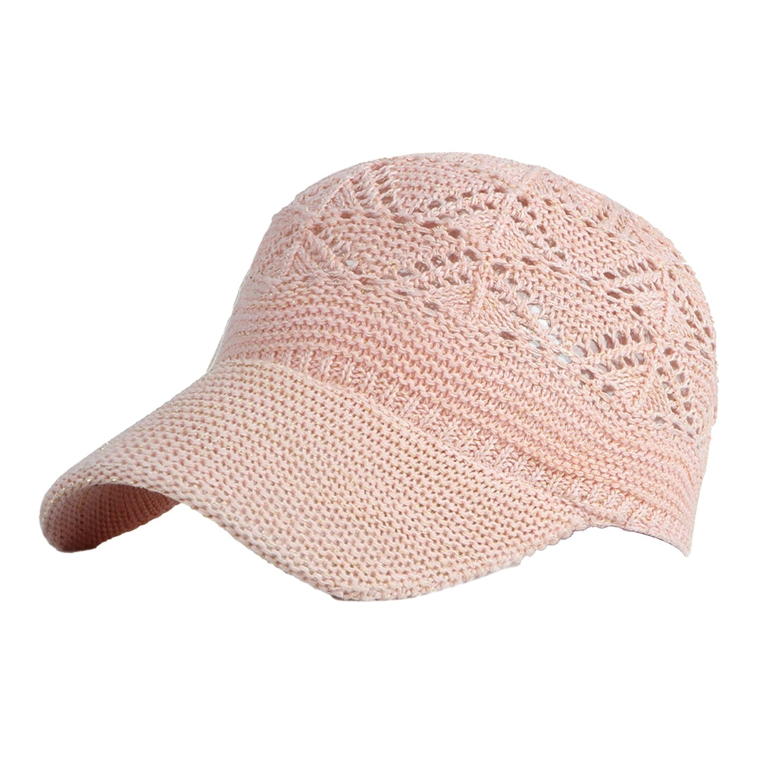 Baseball Cap Sun Protection Adjustable Breathable Crocheting Unisex Anti-UV Hollow Out Thin Long Brim Women Men Hat Image 4