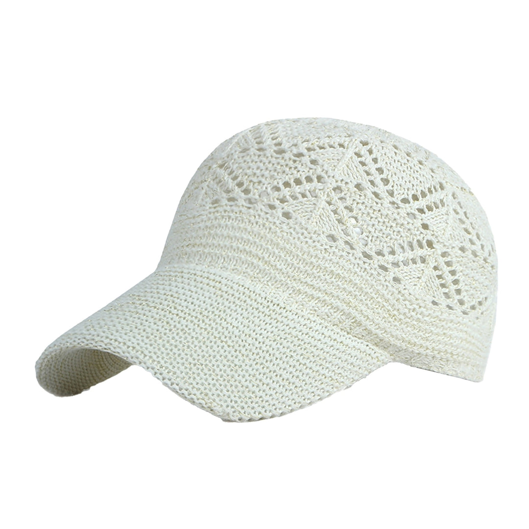 Baseball Cap Sun Protection Adjustable Breathable Crocheting Unisex Anti-UV Hollow Out Thin Long Brim Women Men Hat Image 4