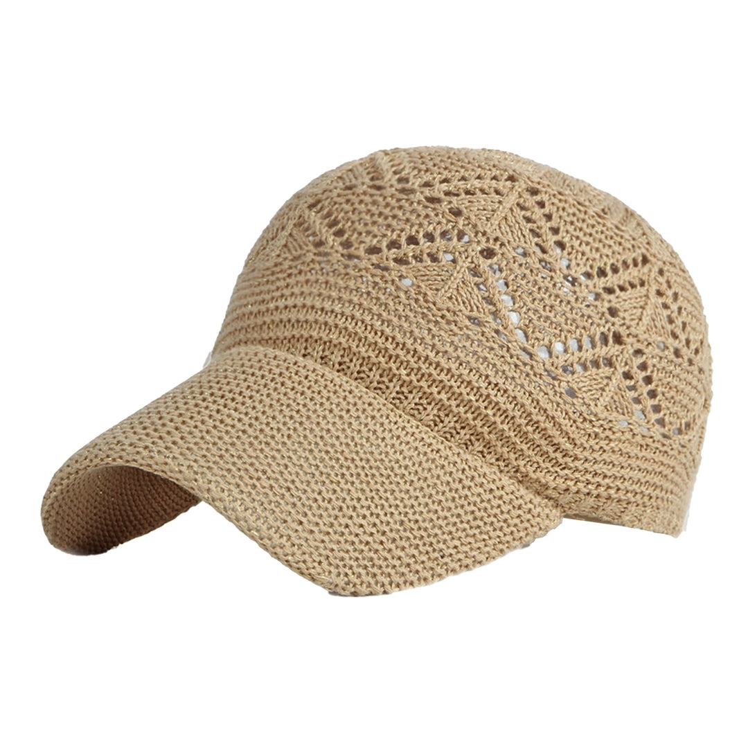 Baseball Cap Sun Protection Adjustable Breathable Crocheting Unisex Anti-UV Hollow Out Thin Long Brim Women Men Hat Image 6