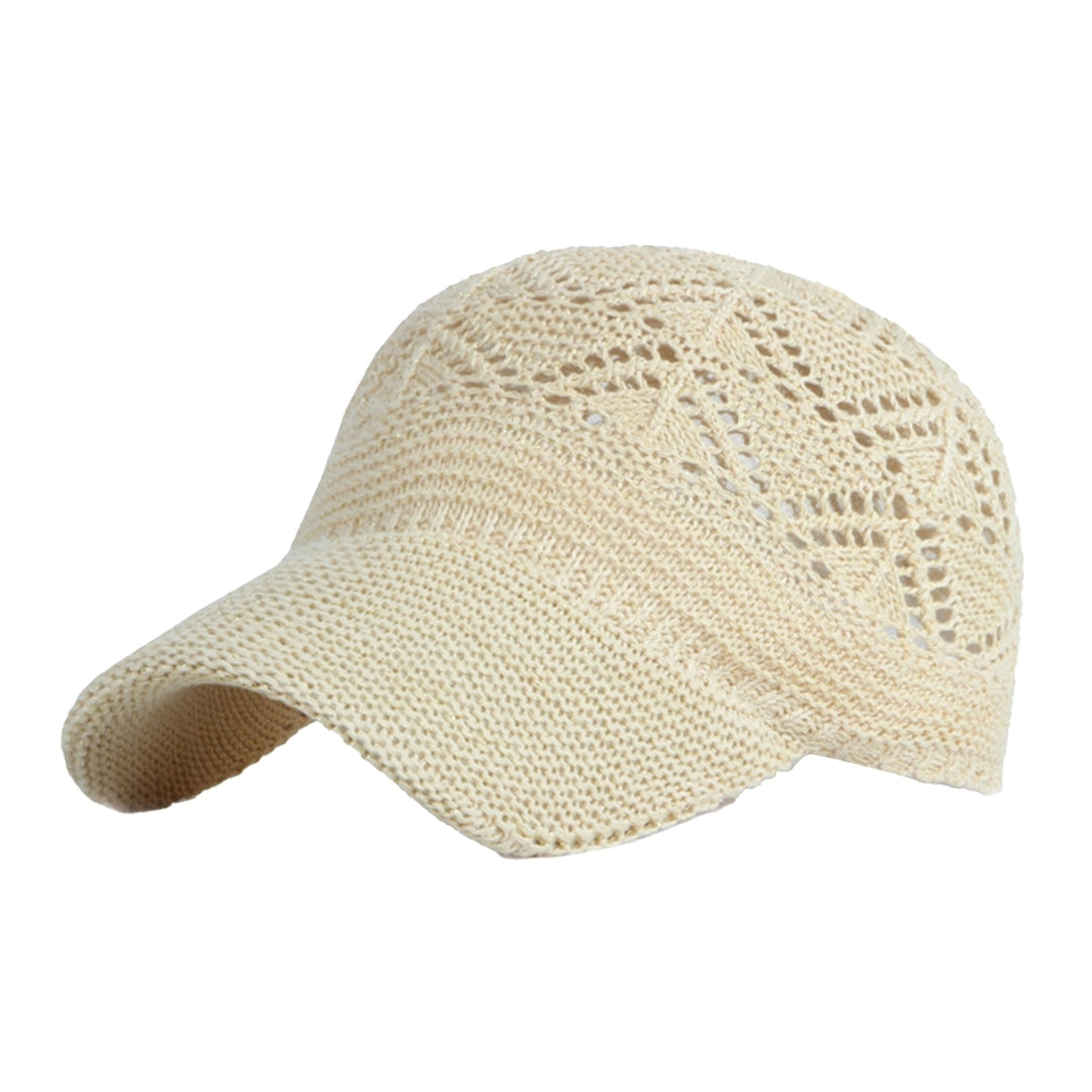 Baseball Cap Sun Protection Adjustable Breathable Crocheting Unisex Anti-UV Hollow Out Thin Long Brim Women Men Hat Image 7