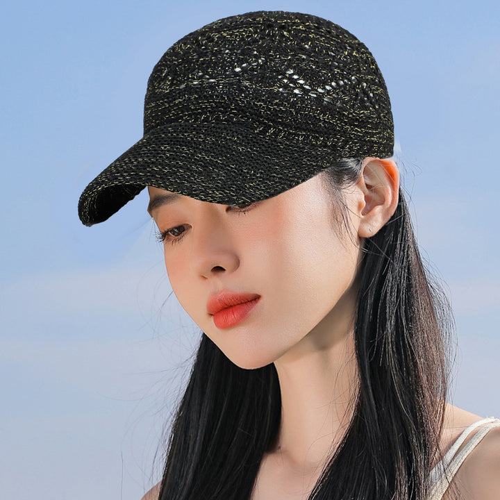 Baseball Cap Sun Protection Adjustable Breathable Crocheting Unisex Anti-UV Hollow Out Thin Long Brim Women Men Hat Image 10