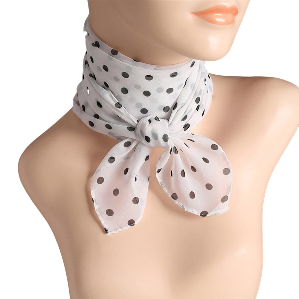 Women Scarf Dot Print Color Matching Thin Breathable Lightweight Neck Decoration Chiffon Lady Head Neck Square Scarf Image 2