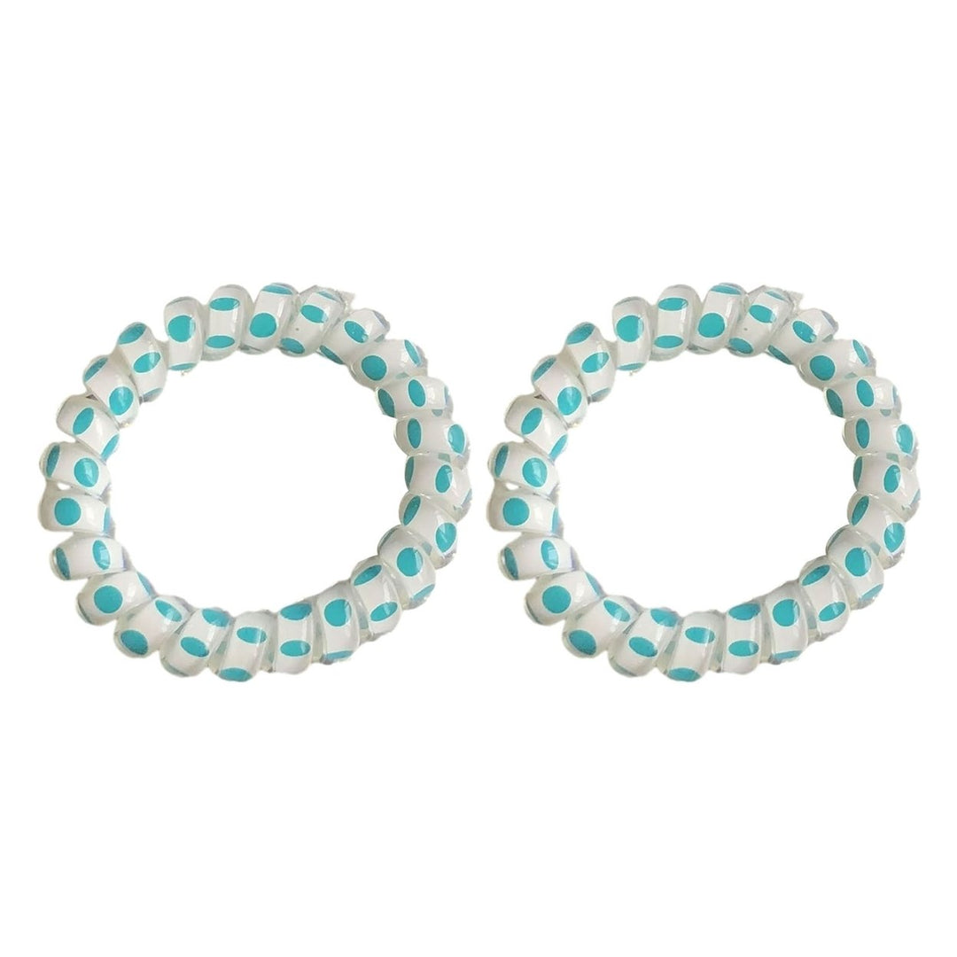 2 Pcs Hair Rings Telephoneline Shape Decorative Elastic High Elasticity Dot Print Hair-fixed Image 2