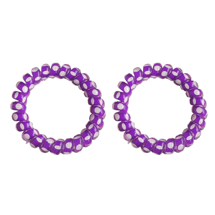 2 Pcs Hair Rings Telephoneline Shape Decorative Elastic High Elasticity Dot Print Hair-fixed Image 4