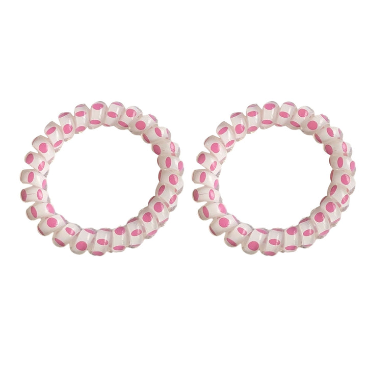 2 Pcs Hair Rings Telephoneline Shape Decorative Elastic High Elasticity Dot Print Hair-fixed Image 6