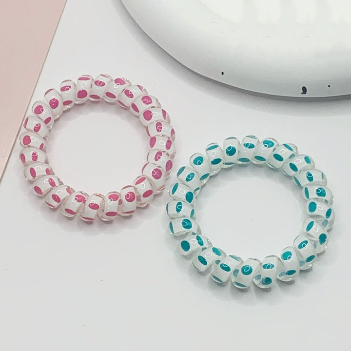 2 Pcs Hair Rings Telephoneline Shape Decorative Elastic High Elasticity Dot Print Hair-fixed Image 12