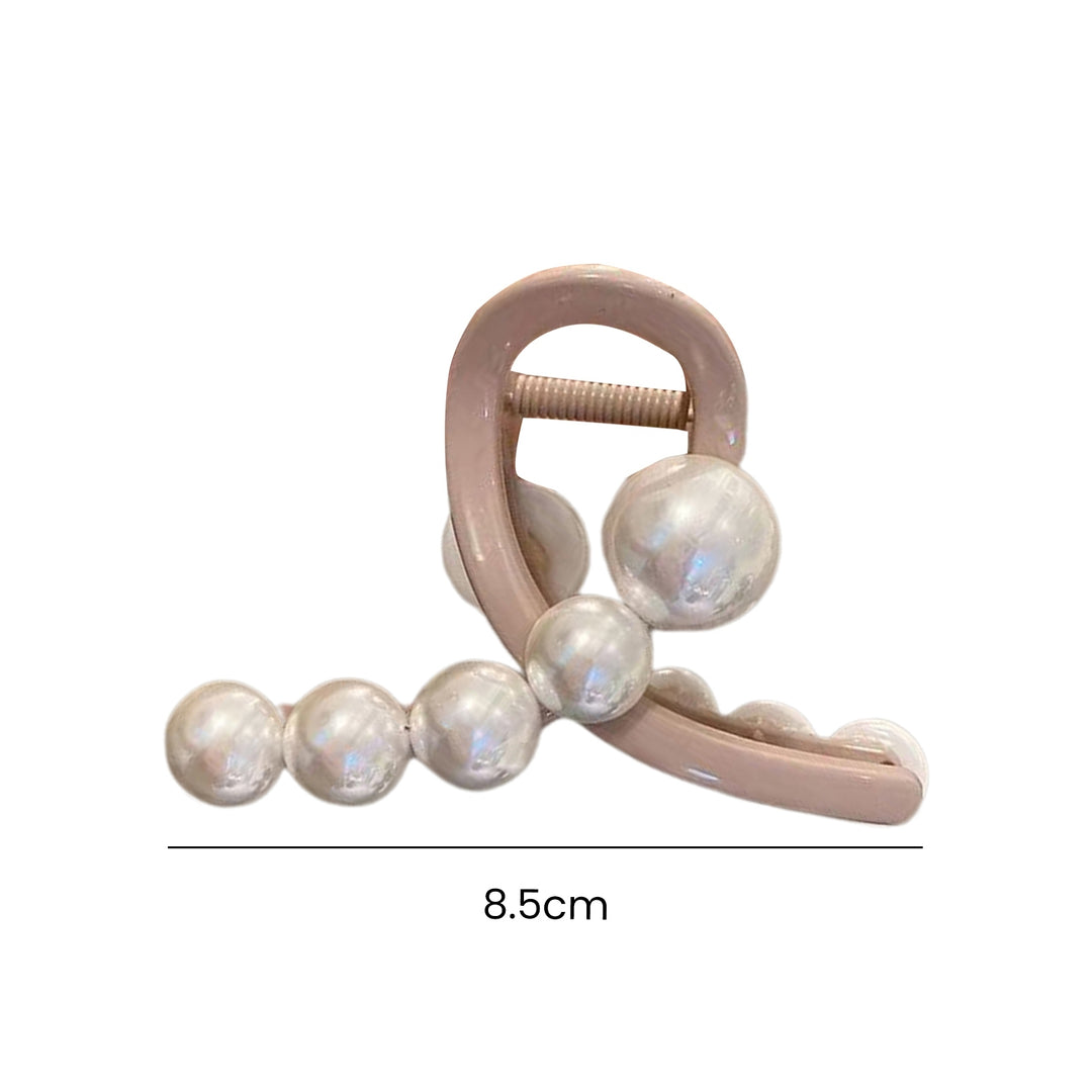 Women Hair Claw Hair Gripper Faux Pearl Decor Cross Hollow Out Strong Claw Contrast Color Ani-slip Cross Teeth Hair Image 9