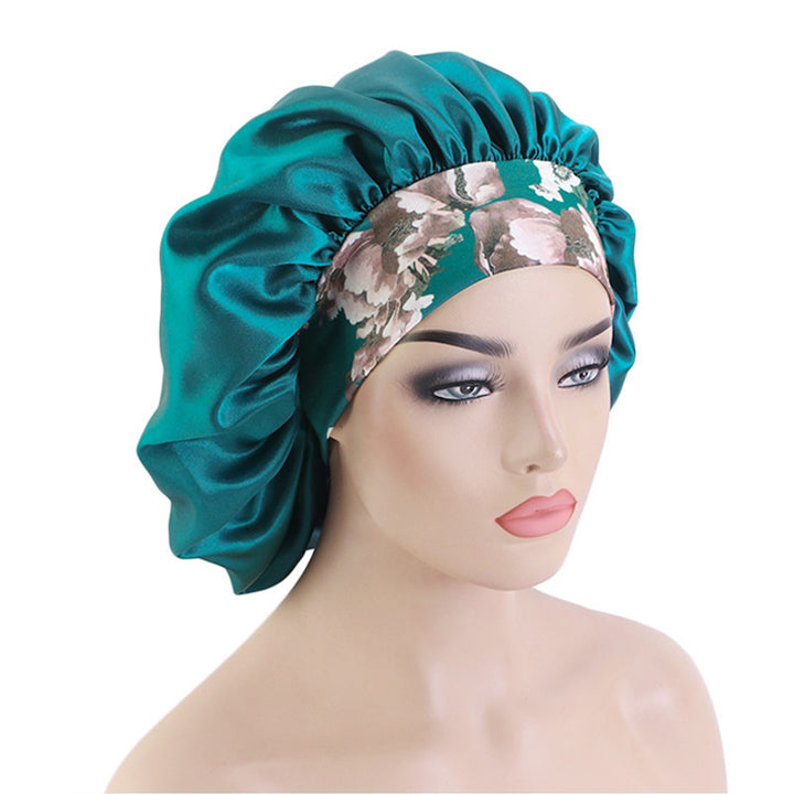 2 Pcs Silk Satin Bonnet Hair Caps Extra Large Sleeping Satin Bonnets Comfortable Flower Band High Image 9