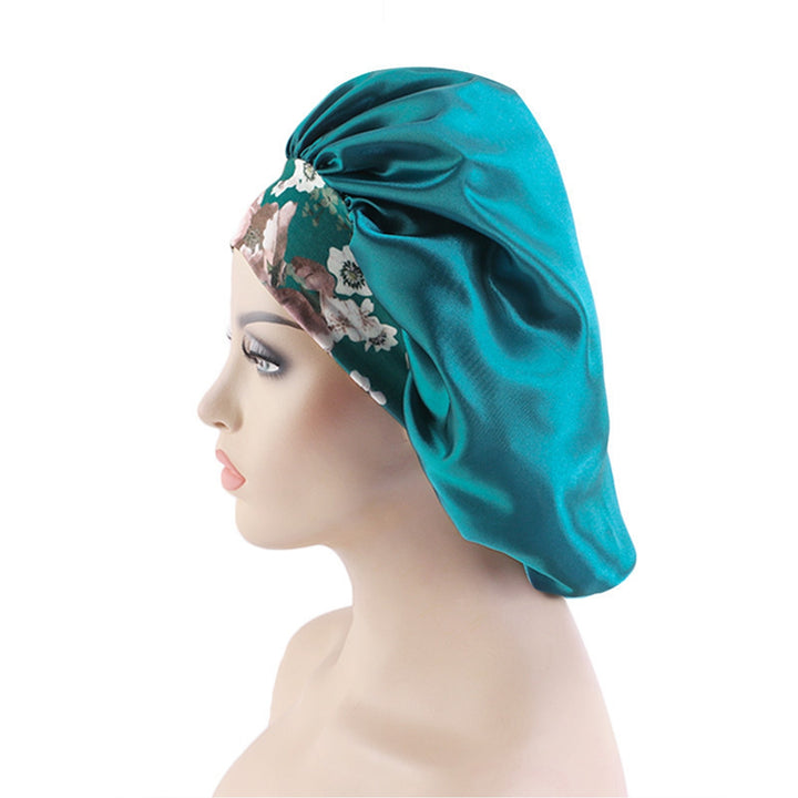 2 Pcs Silk Satin Bonnet Hair Caps Extra Large Sleeping Satin Bonnets Comfortable Flower Band High Image 10