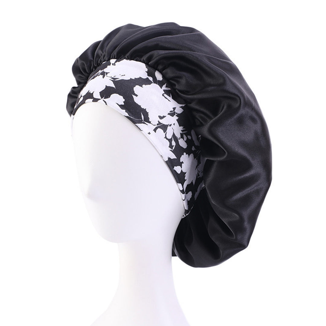 2 Pcs Silk Satin Bonnet Hair Caps Extra Large Sleeping Satin Bonnets Comfortable Flower Band High Image 11