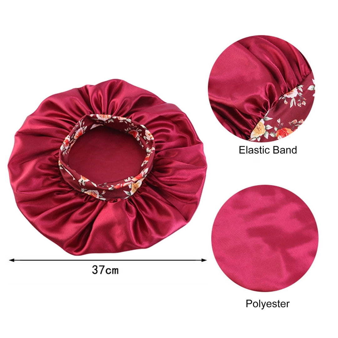 2 Pcs Silk Satin Bonnet Hair Caps Extra Large Sleeping Satin Bonnets Comfortable Flower Band High Image 12