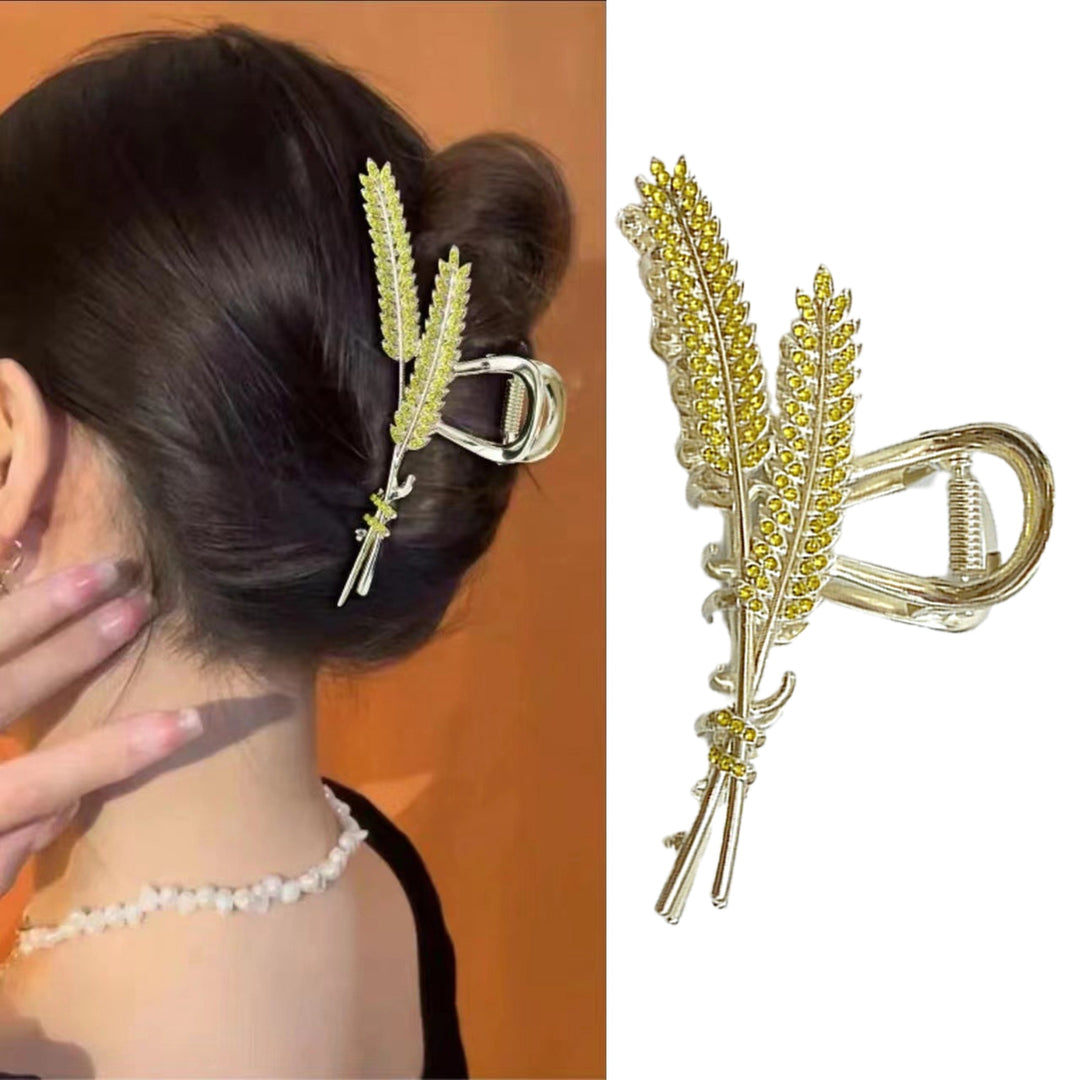 Elegant Crossing Teeth Hair Clip Shining Rhinestone Wheat Ears Large Bath Hair Claw Hair Accessories Image 4