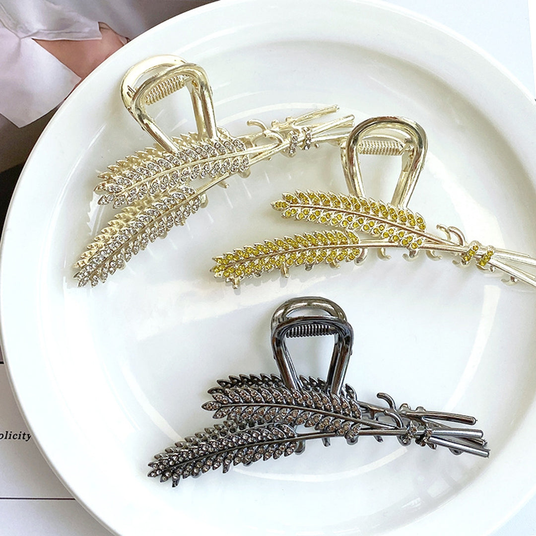 Elegant Crossing Teeth Hair Clip Shining Rhinestone Wheat Ears Large Bath Hair Claw Hair Accessories Image 6