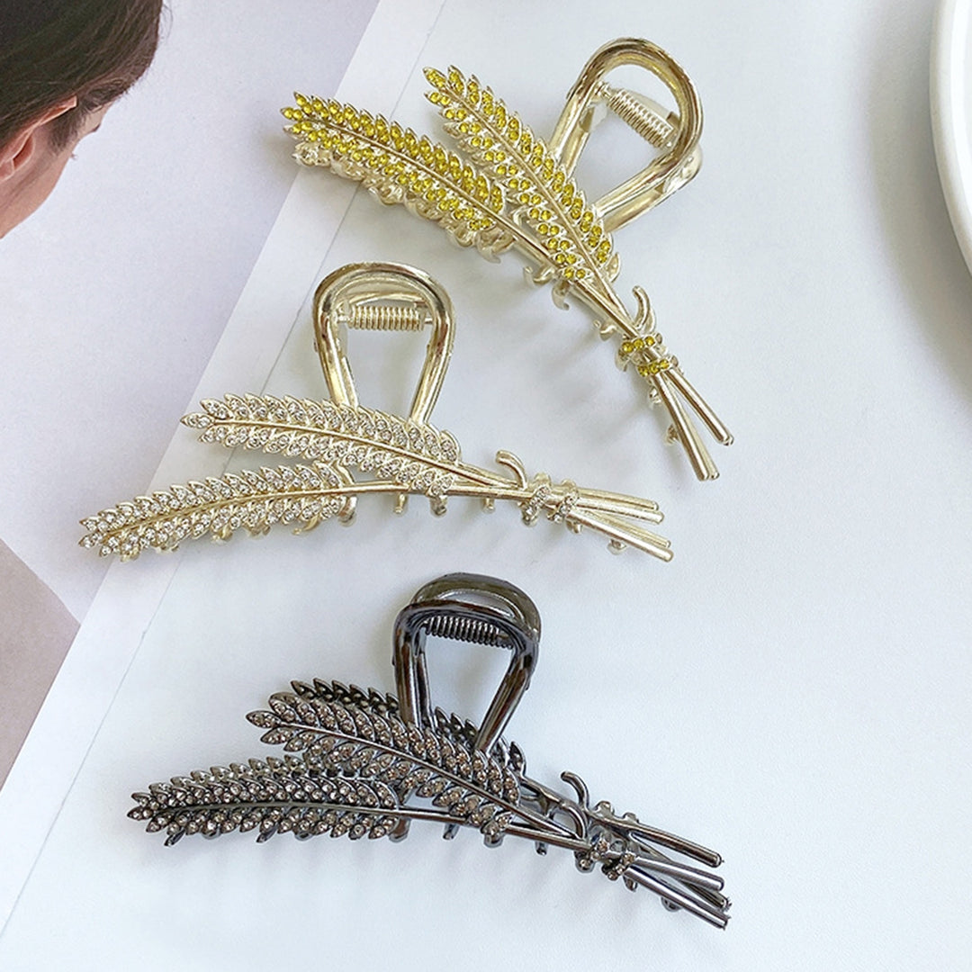 Elegant Crossing Teeth Hair Clip Shining Rhinestone Wheat Ears Large Bath Hair Claw Hair Accessories Image 11