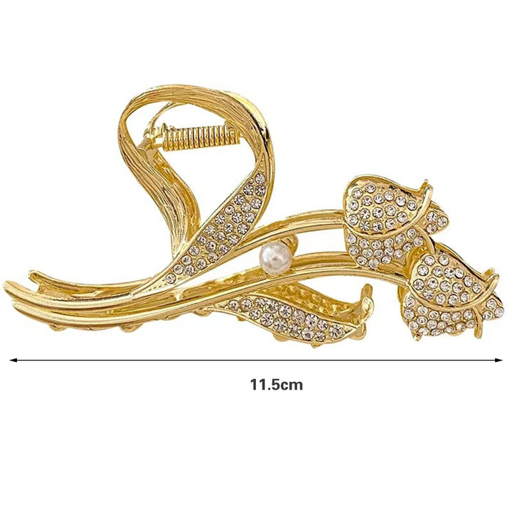 Elegant Crossing Teeth Metal Large Hair Claw Shining Rhinestone Tulip Decor Big Non-Slip Hair Barrette Hair Accessories Image 7