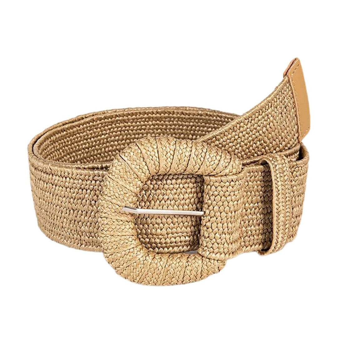 Straw Waist Belt Retro Bohemian Wide Handmade Pin Buckle Adjustable Clothing Accessories Summer Women Pants Dress Belt Image 1