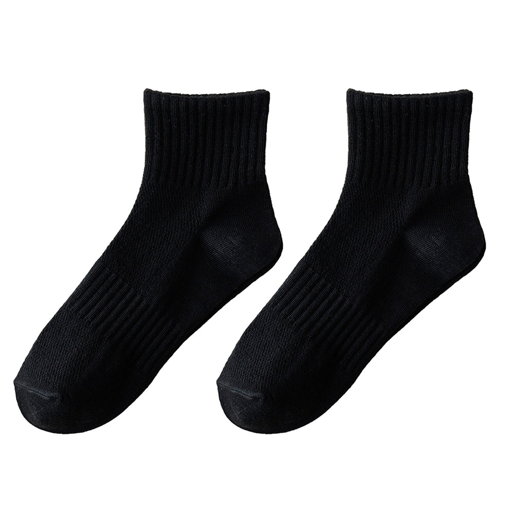 1 Pair Summer Thin Solid Color Mid-tube Socks Mesh Thin Breathable Anti-slip Ribbed Cuffs Sport Socks Shoes Accessories Image 2