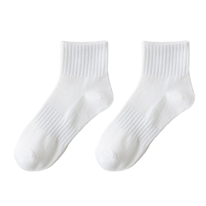1 Pair Summer Thin Solid Color Mid-tube Socks Mesh Thin Breathable Anti-slip Ribbed Cuffs Sport Socks Shoes Accessories Image 3