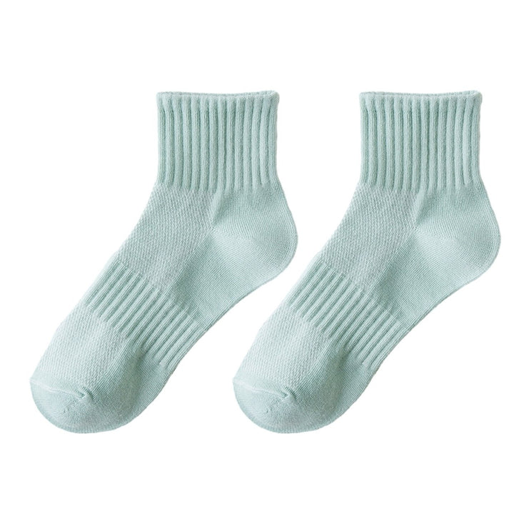 1 Pair Summer Thin Solid Color Mid-tube Socks Mesh Thin Breathable Anti-slip Ribbed Cuffs Sport Socks Shoes Accessories Image 1