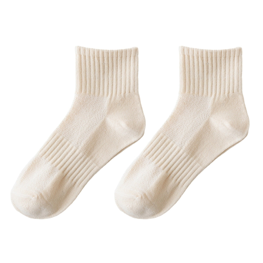 1 Pair Summer Thin Solid Color Mid-tube Socks Mesh Thin Breathable Anti-slip Ribbed Cuffs Sport Socks Shoes Accessories Image 7